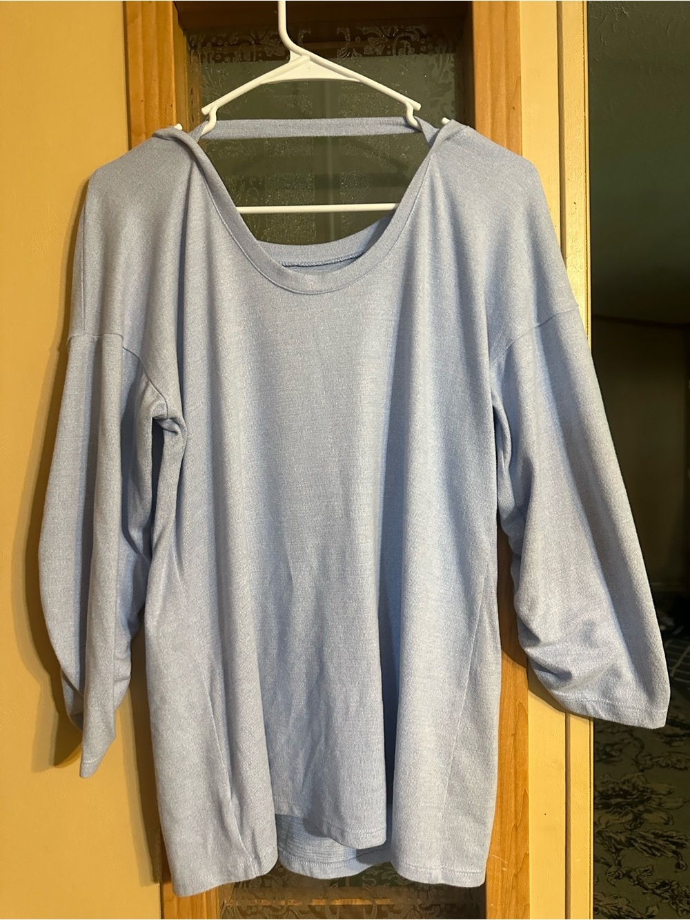Como Blu Light Blue  Long Sleeve Top with scrunched sleeves